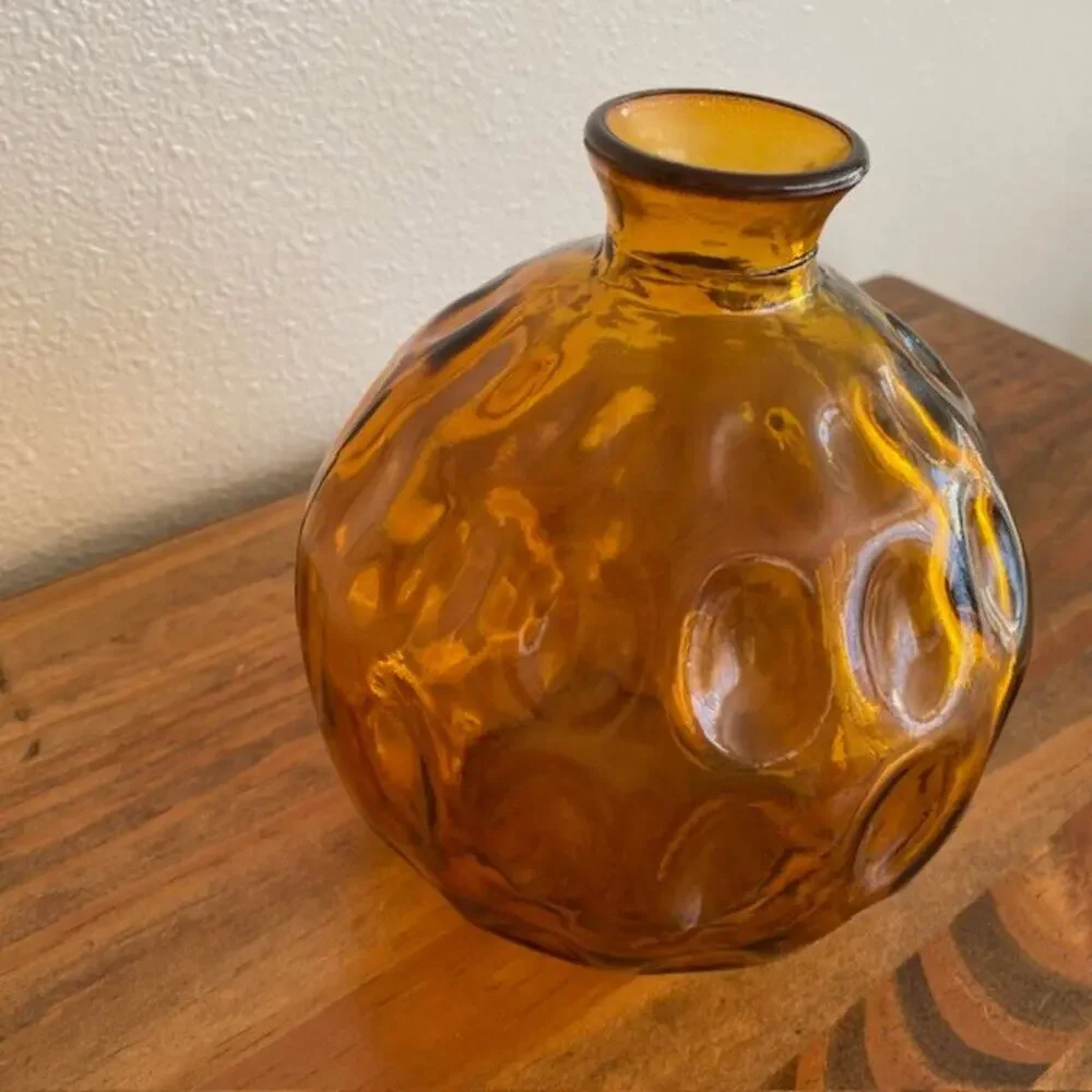 Golden Amber Glass Inverted Bubble Vase